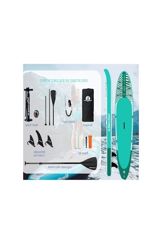 Şişme Sup Board 335x84x15 Cm, Koyu Yeşil Renk Seçeneği İle Su Sporları İçin