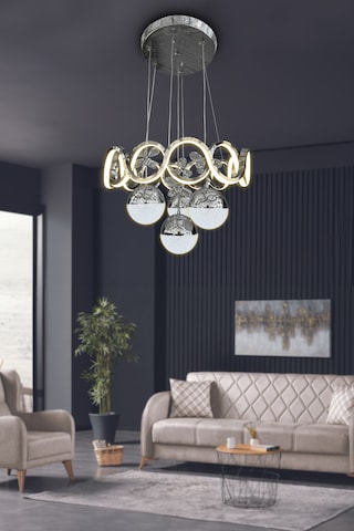 Sefa 4 Toplu Modern Sarkıt Led Avize - - Kumandalı / Krom Krom
