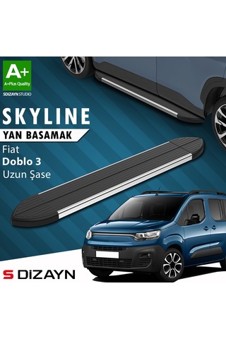 S-dizayn Fiat Doblo 3 Uzun Şase Skyline Krom Yan Basamak 213 Cm 2023 Üzeri A+ Kalite