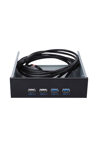 Shineyee 5.25 İnç Usb Hub Ön Panel - 2x Usb3.0 19-pin + 2x Usb2.0 9-pin Metal Kasa, Windows Uyumlu, Plug & Play