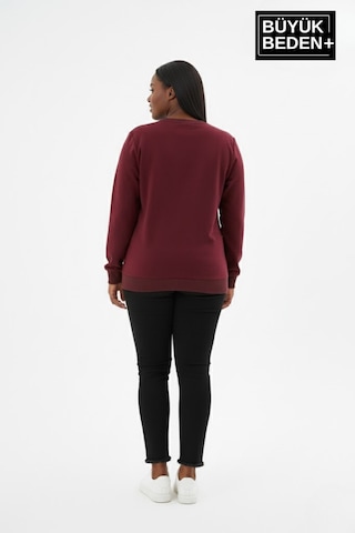 Süperlife Kadın Büyük Beden New York Baskılı Bisilet Yaka İnce Sweatshirt Spr26bswk956-5 Bordo