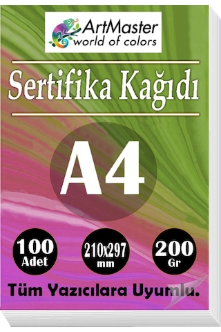 A4 Sertifika Kağıdı 100 Adet Gramajlı Fotokopi Kağıdı 200 Gr Tüm Yazıcılara Uyumlu 21x29.7 Cm Kalın Baskı Kağıdı Kalın