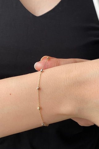 Zümrüt Sarraf 14 Ayar Altın Kadın Renkli Dorika Toplu Zincir Bileklik Sarı Altın