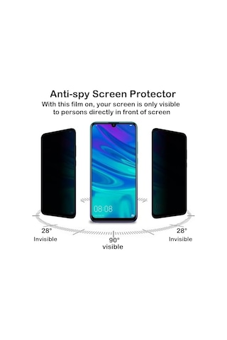 Huawei P Smart 2019 Privacy Hayalet Ekran Koruyucu 2 Adet - 9h Temperli Cam, Yan Görünme Engelleyici, Tam Kaplam