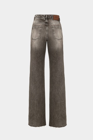 Açelyaokcu High Waist Wide Leg Kar Yıkama Geniş Paça Dikişsiz Jean Kahverengi