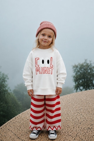 Monila Unisex Çocuk 3 İplik Kumaş Slogan Baskılı Pamuklu Sweatshirt Ekru