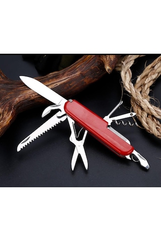 Valkyrie 11 Fonksiyonlu İsviçre Outdoor Kamp Cep Çakısı Kırmızı