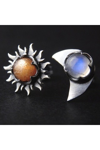 Güneş Ve Ay Taşlı Küpeler, Şık Bohem Aytaşı Küpeler