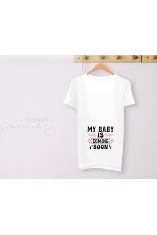 Bk Gift Espri Tasarımlı Beyaz Hamile Tişörtü, Hamileye Hediye, Yeni Anne Hediyesi, Arkadaşa Hediye-9 001