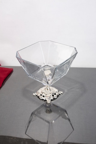 Argkristal Krn Gümüş Salata Kasesi Metal Ayaklı 19x19x19 Gümüş
