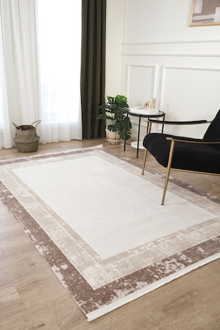Mariesse Home Saloon Akrilik Dokuma Salon Mutfak Koridor Kesme Yolluk Dokuma Makine Halısı Kahve