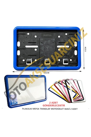 Plakalık Plastik Tak Kolay Motor Motosiklet Mavi Çerçeveli 2 Adet