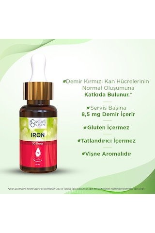 Nature's Supreme Vişne Iron Damla 30 ML