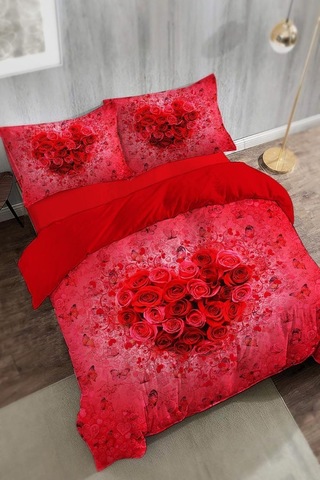Love Art Çift Kişilik Nevresim Takımı Pamuk Saten - 200x220 Cm, Monohome24895 Çok Renkli