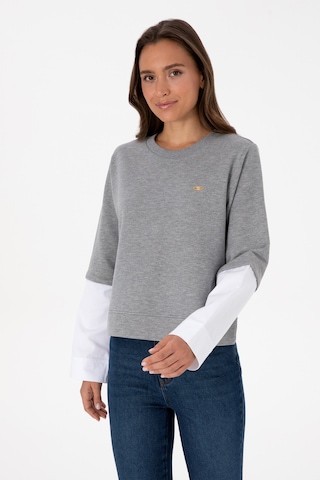U.S. Polo Assn. Kadın Gri Melanj Gömlek Detaylı Bisiklet Yaka Sweatshirt 50315303-VR086