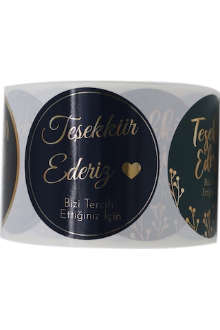 Pp Metalize Teşekkür Ederiz Etiketi 50mm Çapında 500 Adet 4 Tasarım