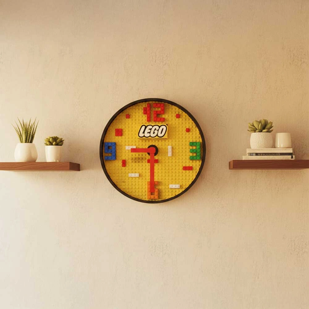 Lego Duvar Saati Beyaz