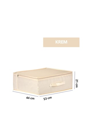 3'lü Set 53 X 44 X 21 Cm Baza Altı & Dolap İçi Organizer, Yorgan & Yastık Düzenleyici Hurç Krem