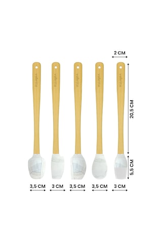 Valletta Indigo 5'li Gri Mermer Bambu Silikon Spatula Seti