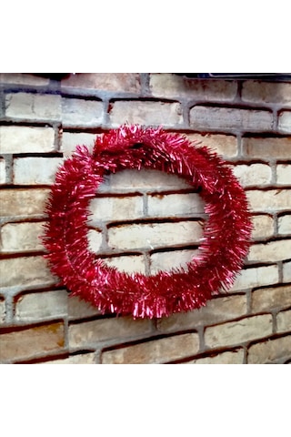 Gün Işığı Led Işıklı Garland 5 Metre Işıklı Parlak Metalik Kırmızı Çam Dalı Işıklı Kırmızı Garland Diğer
