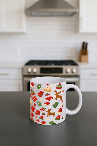 Kupa Yılbaşı Görselli Bardak Beyaz