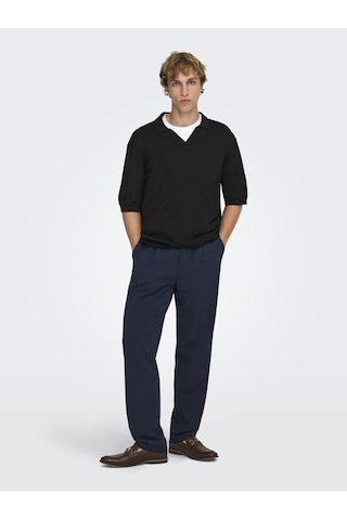Only & Sons Onswyler Lıfe Rlx 12 Ss Splıt Knıt Noos Erkek Siyah Kazak - 22036158