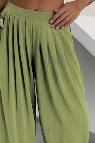 Feela Moda Premium Modal Kumaş Pileli Şalvar Kadın Pantolon 2012 Haki