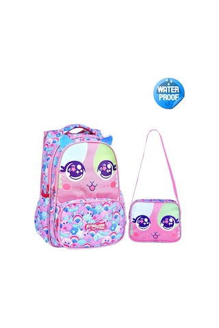 Pembe Kedi Baskılı, Su Geçirmez, Ortopedik Sırt Özellikli İlkokul