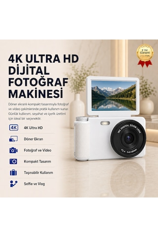 MKN02 4K Ultra HD Dijital Fotoğraf Makinesi Döner Ekranlı Kompakt Kamera-1732