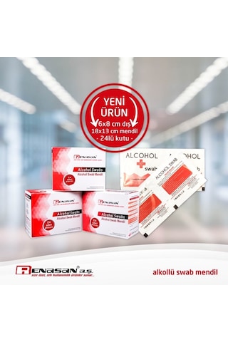 Alkollü Dezenfektan Swab Mendil 125Kutu 24'Lü 18X13Cm