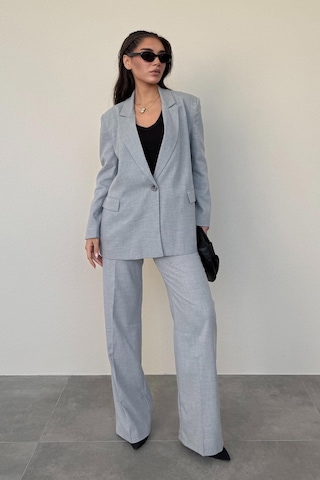 Madmext Gri Oversize Blazer Kadın Ceket Mg2445 Gri