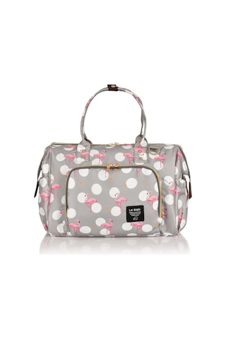 Lal Baby Baggage Bag Flamingo Gri Omuz Askılı Anne Bebek Bakım Çantası Gri
