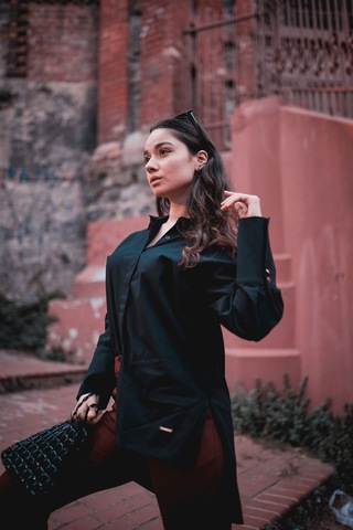 Kadın A Kesim Rahat Gömlek Frn1100 Siyah