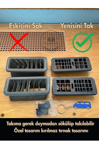 Kushkafa Vw Transporter T4 Ön Cam Buğu Izgarası Sağ Sol Takım Ön Cam Kalorifer Menfezi 701819071 / 701819072 Siyah