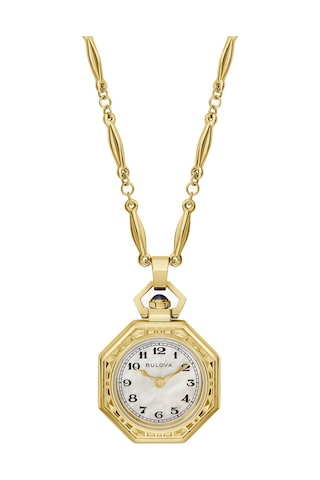 Bulova Rubaiyat Pendant Necklace 25,5 Mm Quartz Saat 97l182 Beyaz