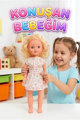 Alya Türkçe Konuşan Etkileşimli Eğitici Oyuncak Bebek 40 Cm Kafası Ve Kolları Et Bebek