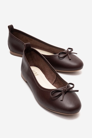 Luvishoes Cilt Hakiki Deri Kadın Babet Ayakkabı 01 Kahve Kahverengi