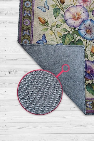 Homshtag Art Deco Gündüz Sefası Vintage Halı Görünümlü Dijital Baskı Renkli Halı Rustik Çiçekli Halı Çok Renkli