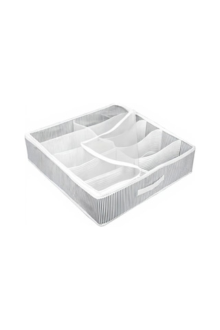 2 Adet Yatak Altı Ayakkabı Saklama Çantası Hurç Fermuarlı 58x58x12cm Gri-beyaz