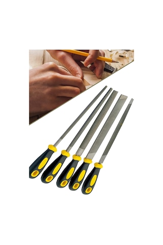 Meşem-1290 32 Cm Büyük Boy 5 Li Eğe Seti Marka Yüksek Kalite Üçken Kare Oval Set 1410