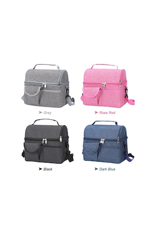 Suofeng Tp19 Çift Katlı Isı Yalıtımlı Kamp Çantası - Yiyecek Ve İçecekler İçin Mükemmel Taşıma Çözümü Gri