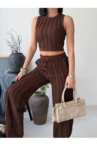Modalima Kahverengi Halter Fitilli İkili Takımı Çok Renkli