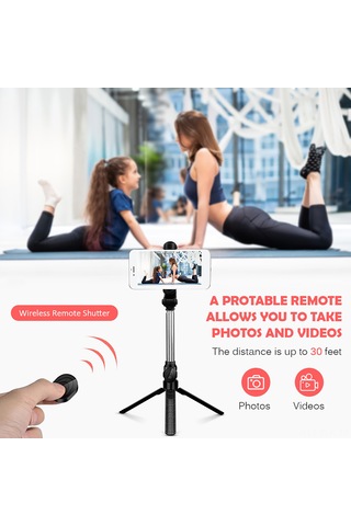 Xindoker Golf Vuruş Hareketlerini Kaydetmek İçin Taşınabilir Akıllı Telefon Tutucu - Uzayabilir Tripod İle Kablosuz Fjär Kontrol - Siyah