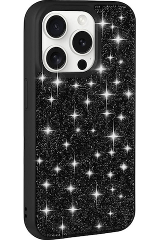 Apple Uyumlu iPhone 15 Pro Kılıf Parlak Taşlı Tasarım Pırlanta Kılıf