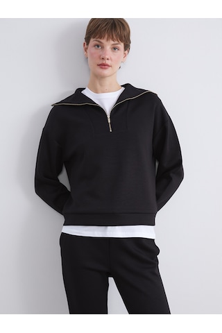 Lcw Vision Siyah Dik Yaka Kadın Sweatshirt