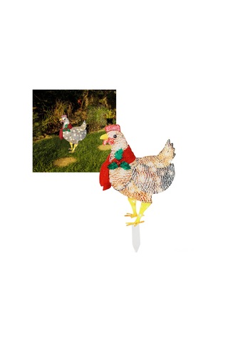 Geeroyoo Plastik Noel Tavuk Işıklı Dekorasyon, Su Geçirmez Bahçe Çimenlik Zemin Aydınlatması, Yeniden Kullanılabilir Bahçe Sanatı Dekoru Pil Dahil Değil Diğer