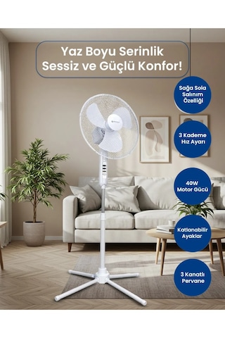 Bright Elegance Be-4116 Katlanabilir Ayaklı Standlı Vantilatör