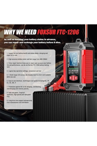 Pazly 12v 6a Akıllı Araç Şarj Cihazı - Motor Ve Araba Akü Şarj Ve Test Aleti - Agm/lifepo4 Uyumlu