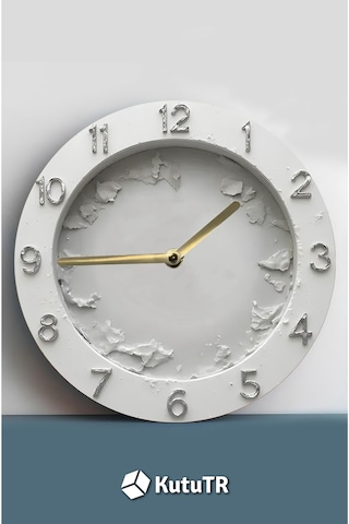 Purecraft Buzlu Doku Tasarımlı Modern Mdf Duvar Saati Sdw264 Renkli