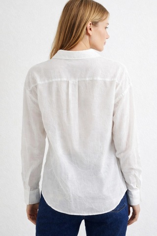 Meine Liebe Unterwäsche Nakışlı İşlemeli Oversize Beyaz Kadın Gömlek, Relax Fit